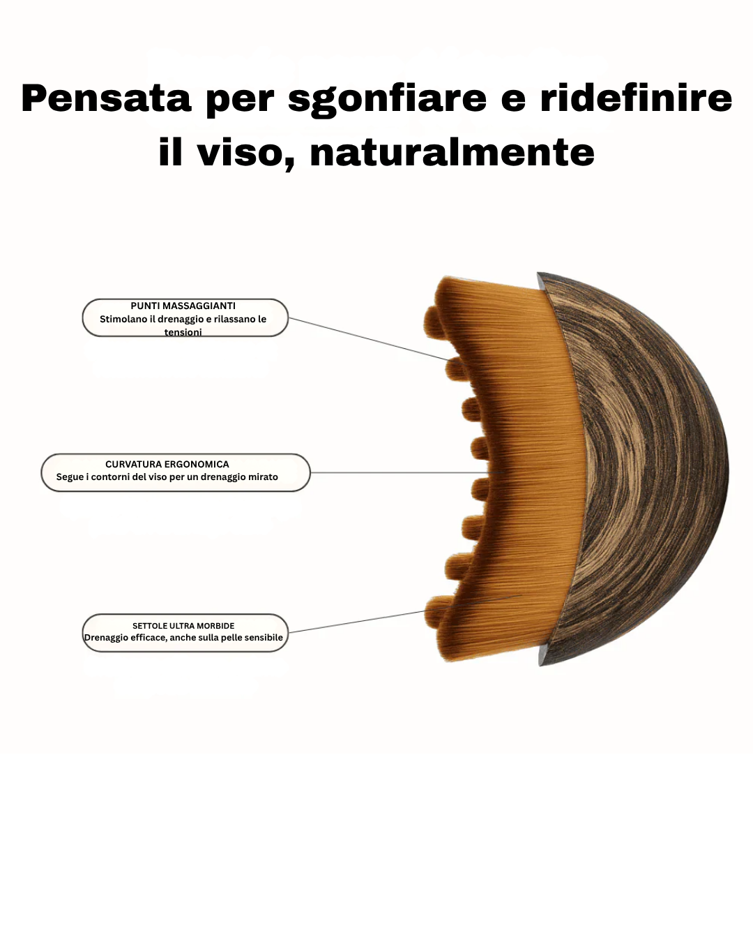 Spazzola per il drenaggio linfatico del viso